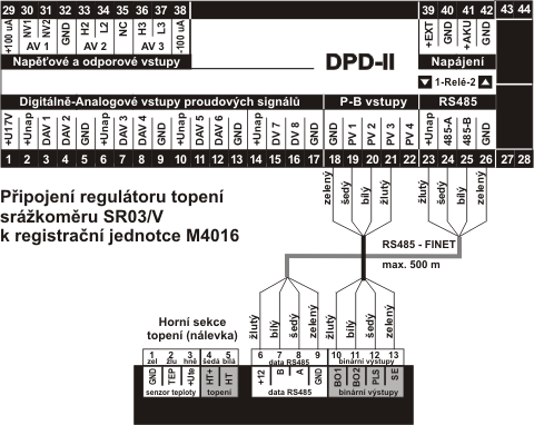 připojení regulátoru topení k jednotce M4016